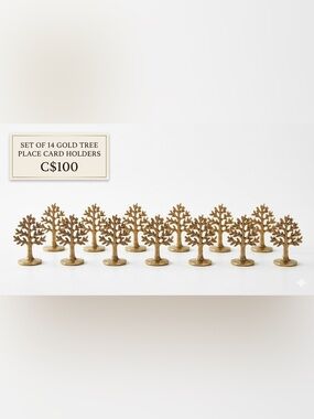Vintage Gold Metal Tree Place Card Holders - Set of 14 Miniature Seating Name